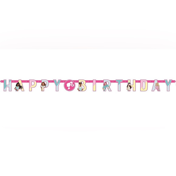 Brand New In Packaging Barbie Doll Bday Party Happy Birthday Pink Banner - Picture 2 of 2